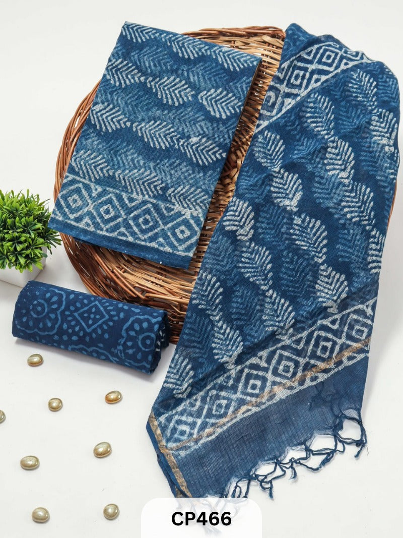 Hand Block Printed Kota Doriya Suit Set