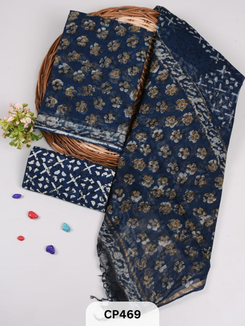 Hand Block Printed Kota Doriya Suit Set