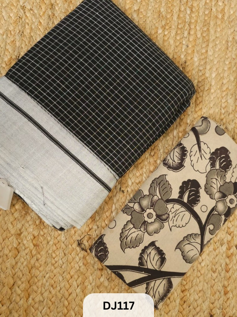 Pettada Anchu Saree -Black & white with Kalamkari Blouse