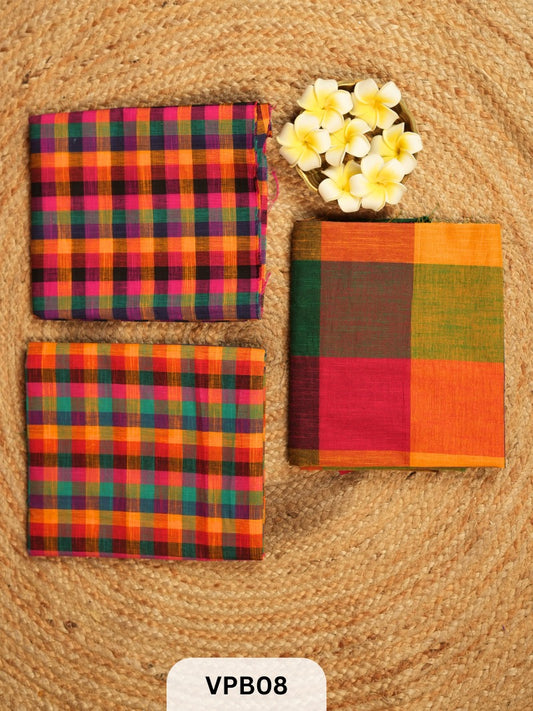 Artisian Blouse bit - Varalakshmi Pooja special -  South cotton Handblock 3 pcs