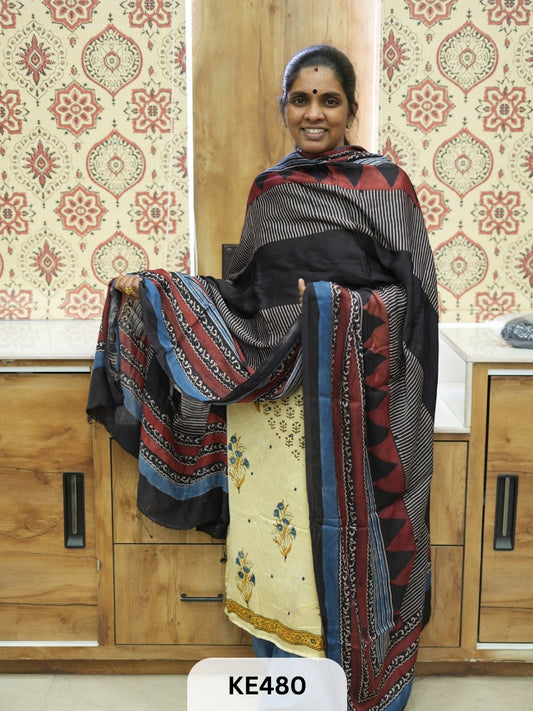 PURE MODAL AJRAKH DUPPATA or MAKE 2.5MTR TOP