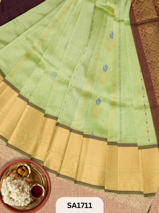 PURE HANDLOOM MANGALGIRI SAREE | BUTTA PALLU