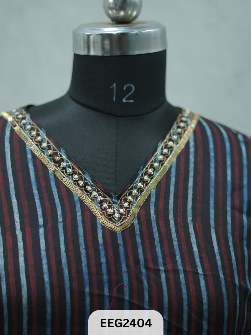 MODAL AJRAKH PRINT KHUFTAN WITH KHATLI WORK