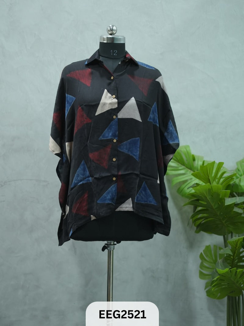 WOMEN MODAL AJRAKH PRINT KHAFTAN SHIRT