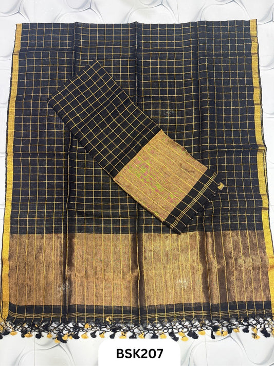 Pure Jayashree Linen By Linen Checked - Top 2.6& Duppatta