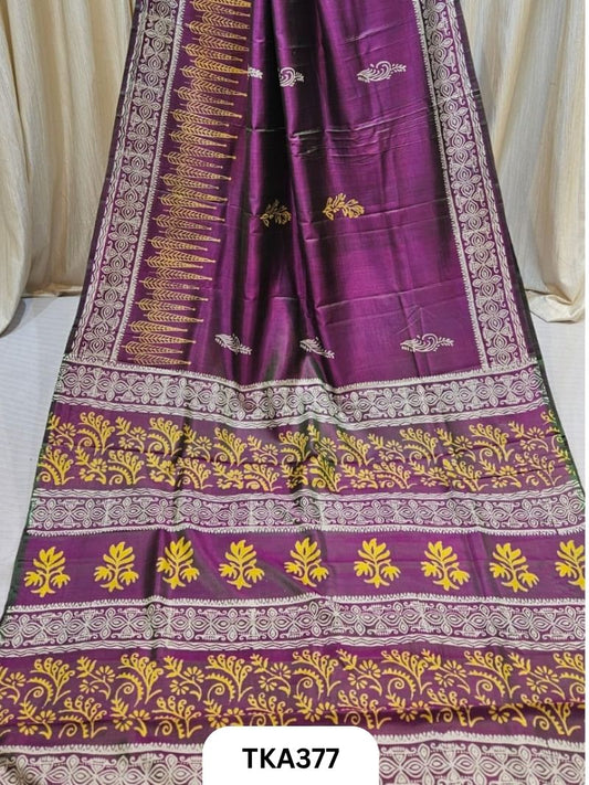 Murshidabad Silk Hand Painted Saree