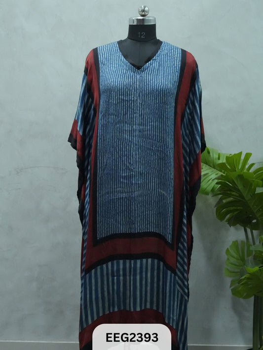 MODAL KHAFTAN WITH MIRROR WORK NECKLINE