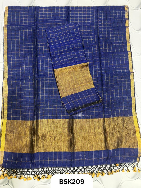 Pure Jayashree Linen By Linen Checked - Top 2.6& Duppatta