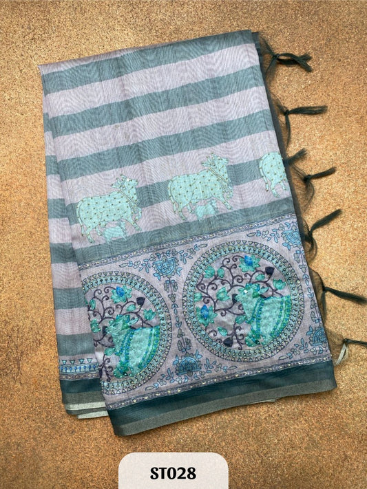 Semi Tussar Silk with Pichwai Work