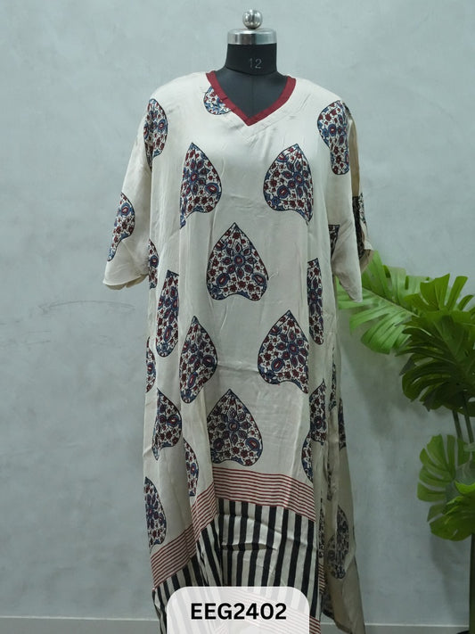 MODAL KHAFTAN WITH MIRROR WORK NECKLINE