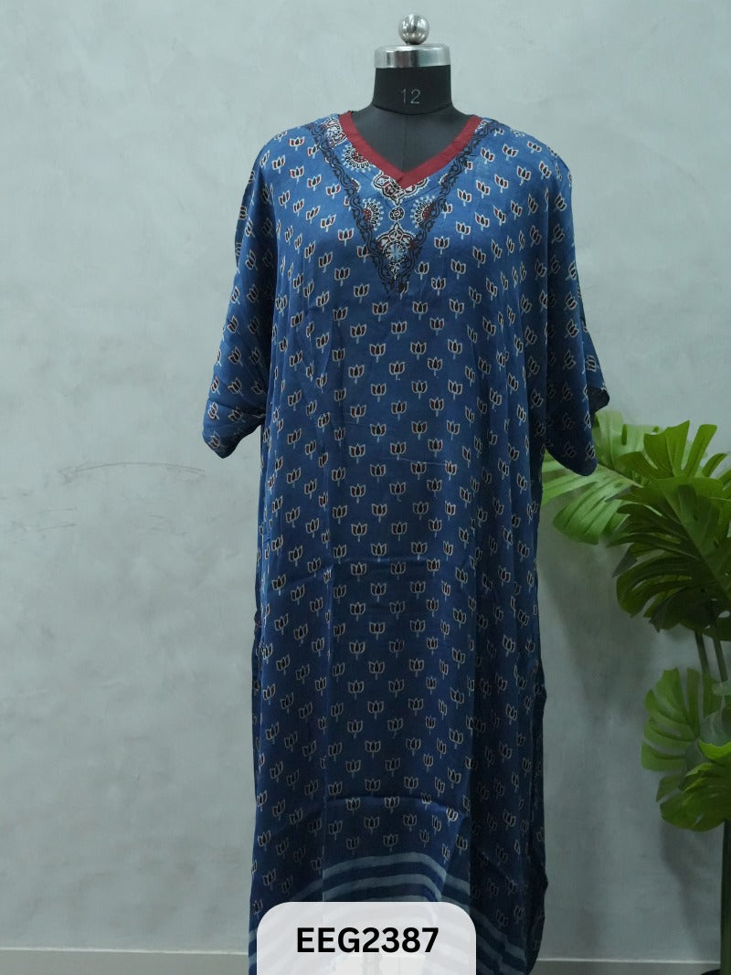 MODAL KHAFTAN WITH MIRROR WORK NECKLINE