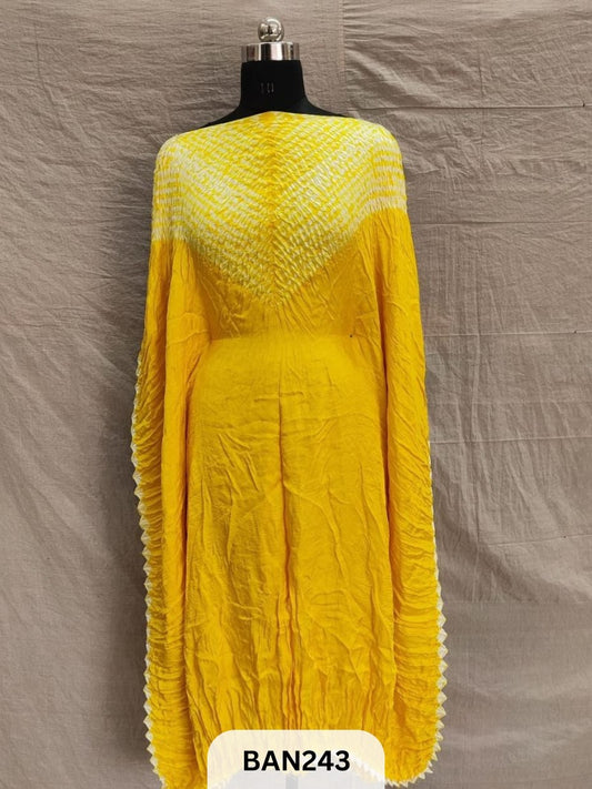 SEMI GAJI SHIBORI VIMKO PLAIN 2D EDGING UNSTITCHED KAFTAN