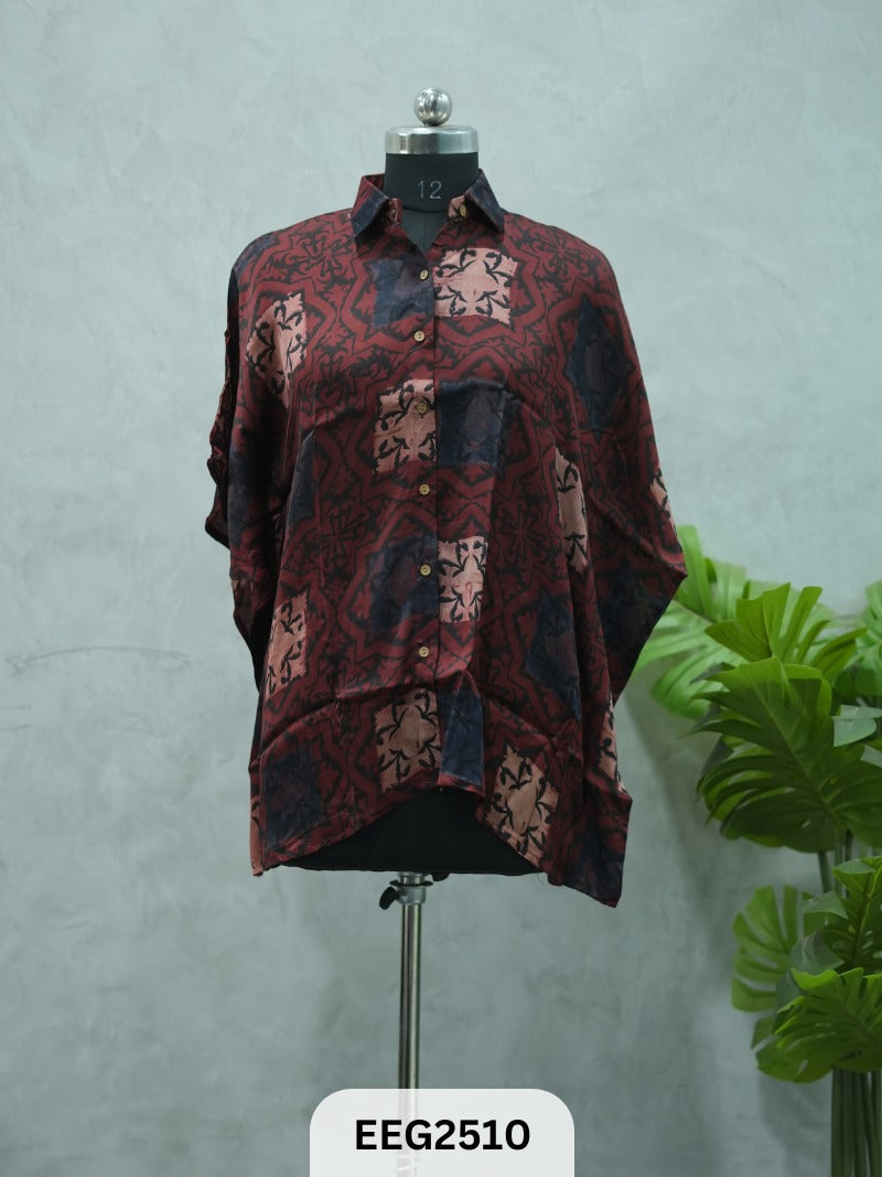 WOMEN MODAL AJRAKH PRINT KHAFTAN SHIRT
