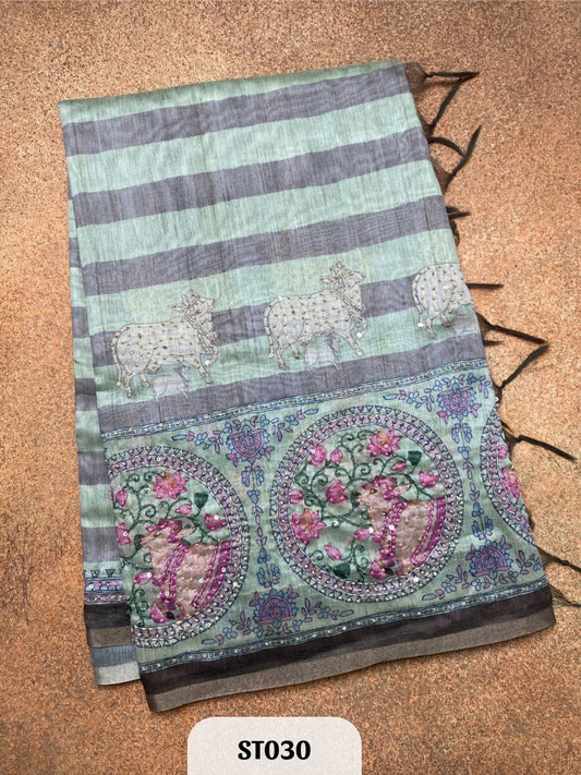 Semi Tussar Silk with Pichwai Work