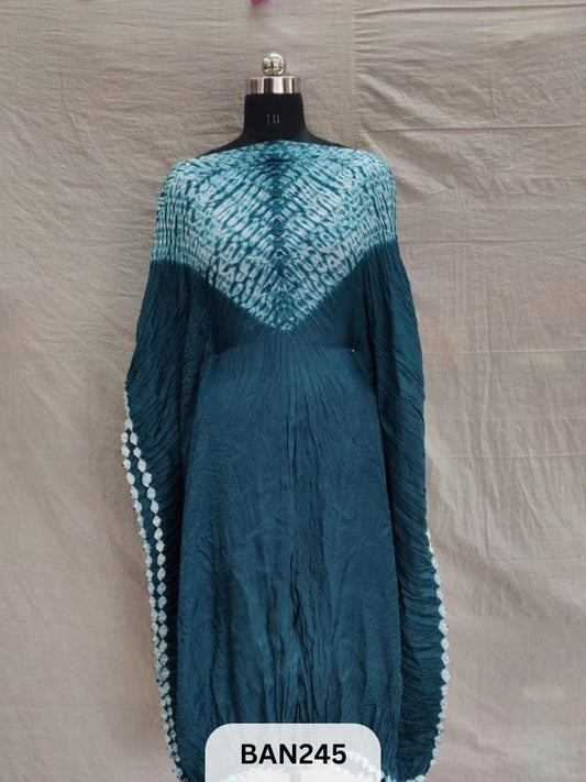 SEMI GAJI SHIBORI VIMKO PLAIN 2D EDGING UNSTITCHED KAFTAN