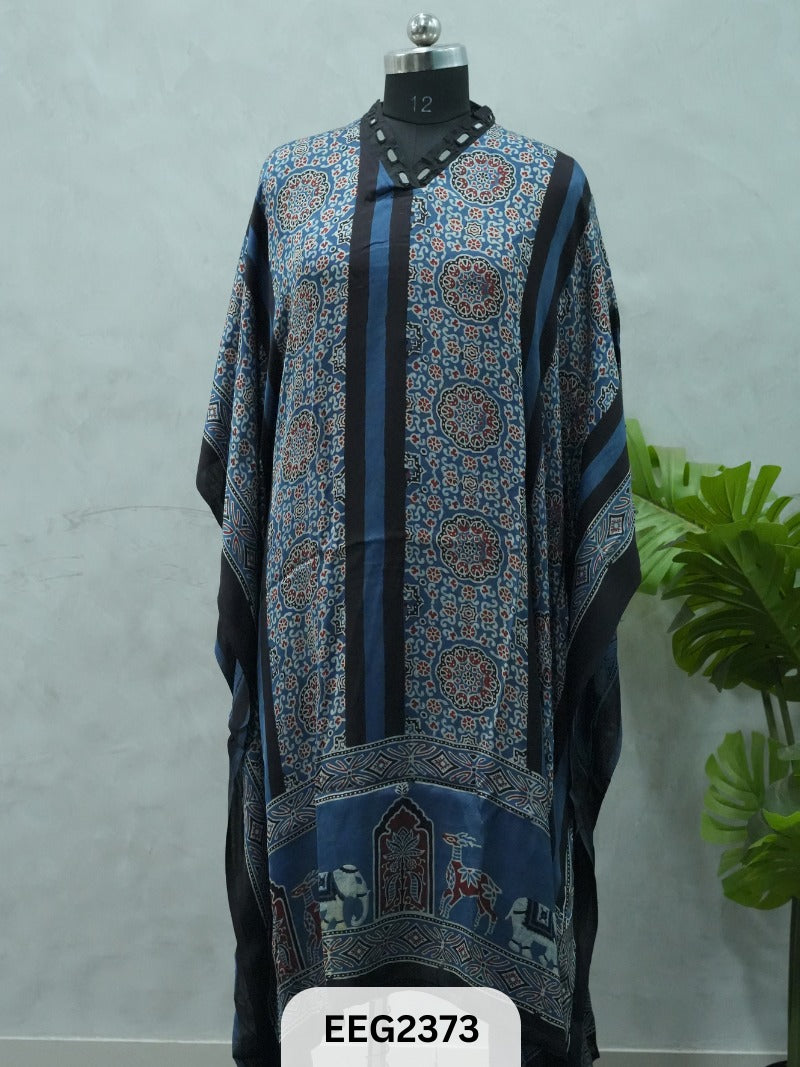 MODAL KHAFTAN WITH MIRROR WORK NECKLINE