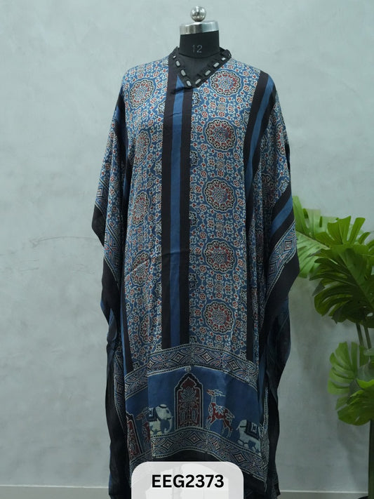 MODAL KHAFTAN WITH MIRROR WORK NECKLINE