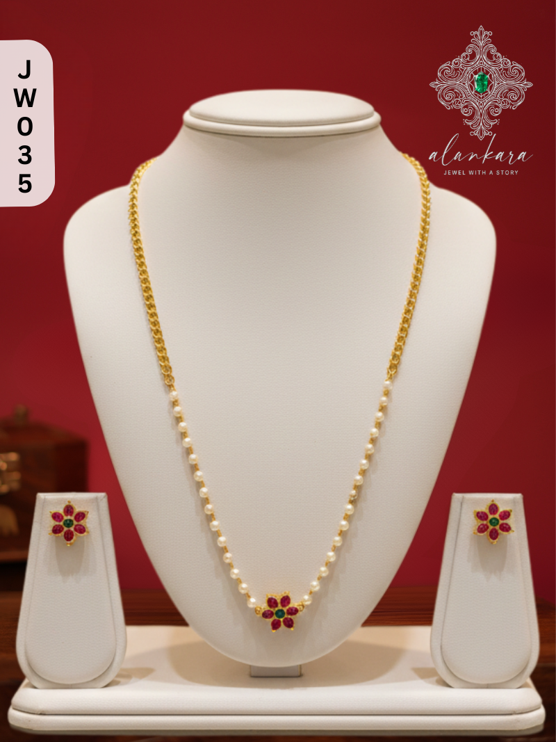 PREMIUM PEARL WITH KEMPU NECKSET