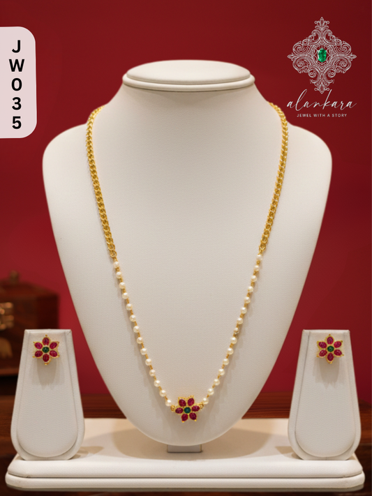 PREMIUM PEARL WITH KEMPU NECKSET