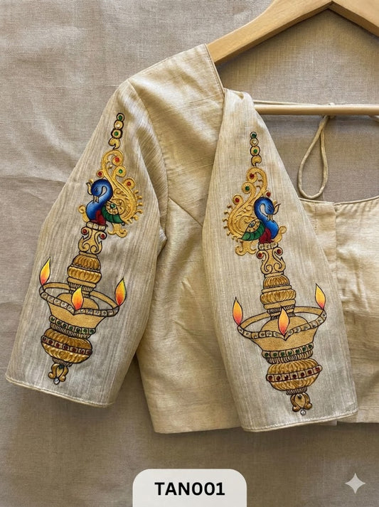 PURE DUPION SILK - 1 MTR |HAND WORK PAINTED |PROPER TANJORE