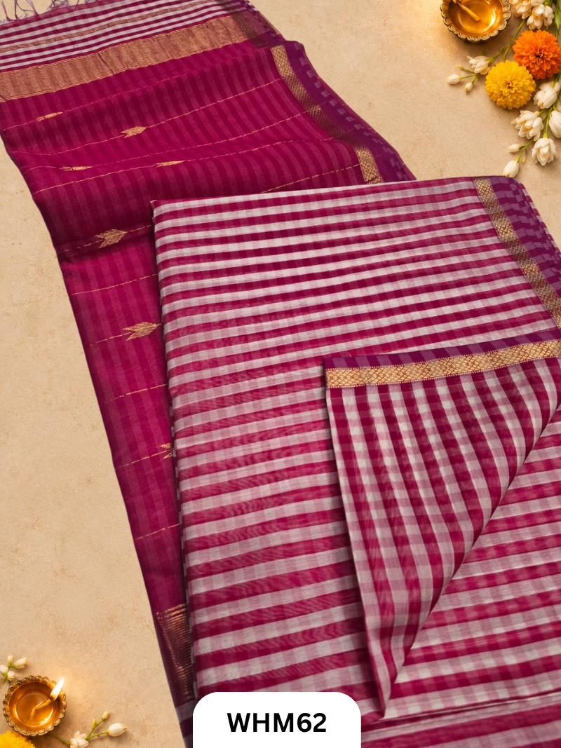 Maheshwari Handloom Checks Saree Butti Pallu