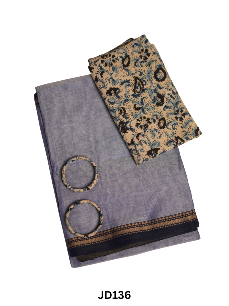 NARAYANAPET SAREE WITH KALAMKARI BLOUSE